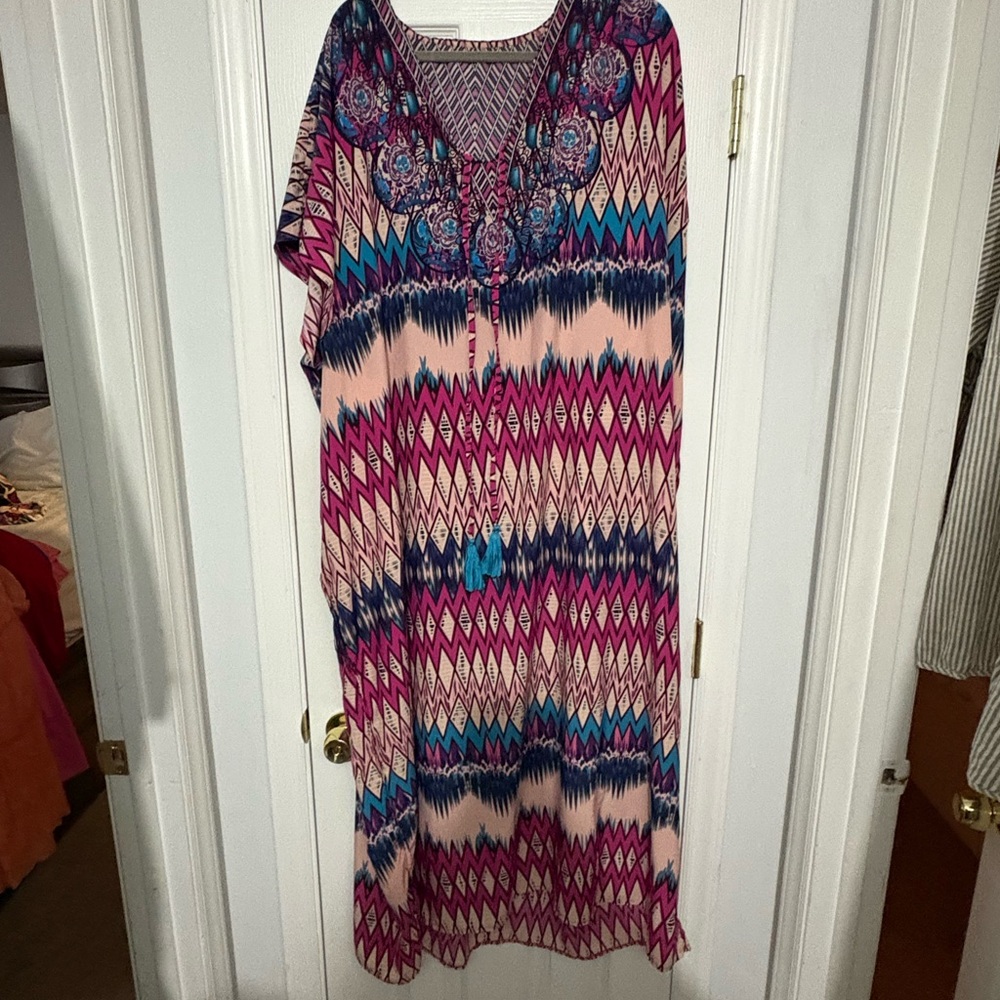 Colorful Geometric Patterned Kaftan